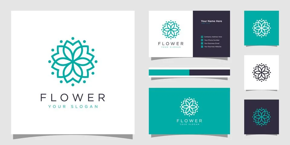 Creative elegant flower with leaf element logo and business card. logo for be Stock Illustration