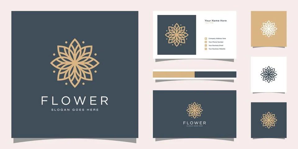 Creative elegant flower with leaf element logo and business card. logo for be Stock Illustration