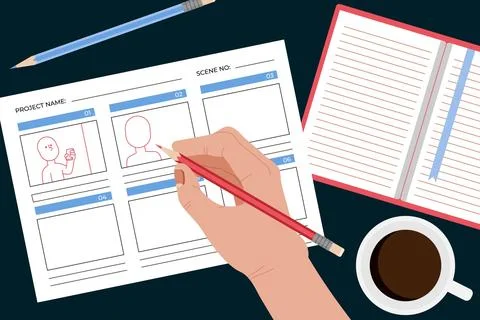 Creative elements assortment for storyboard concept Stock Illustration