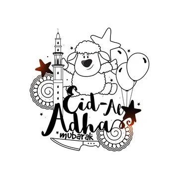 Creative elements for Eid-Al-Adha Mubarak. Stock Illustration