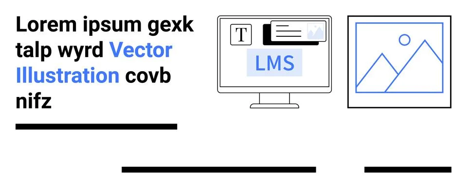 Creative Elements for Online Learning with Text Editing and Image Display Ico Stock Illustration