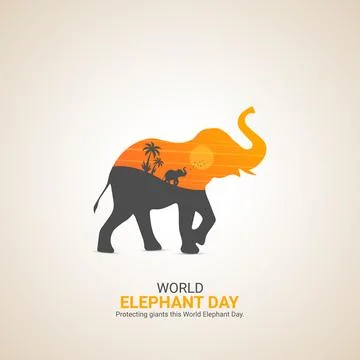 Creative elephant day ads design. elephant day, elephant vector design, Aug.. Stock Illustration