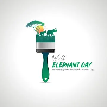 Creative elephant day ads design. elephant day, elephant vector design, Aug.. Stock Illustration