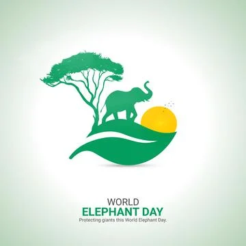 Creative elephant day ads design. elephant day, elephant vector design, Aug.. Stock Illustration