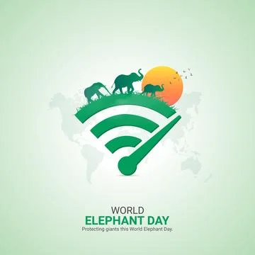 Creative elephant day ads design. elephant day, elephant vector design, Aug.. Stock Illustration