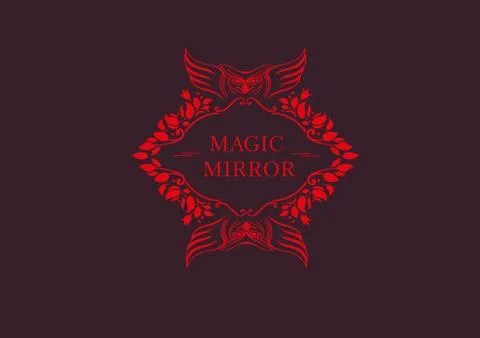 Creative emblem of the magic mirror with an owl Stock Illustration