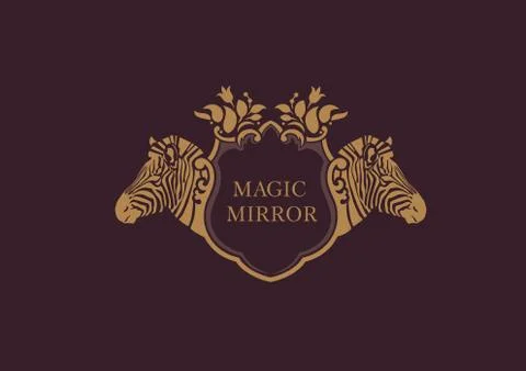 Creative emblem of the magic mirror,zebra Stock Illustration