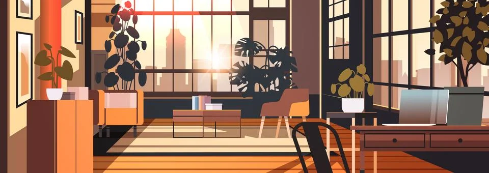Creative empty no people apartment modern loft interior of open space home Stock Illustration