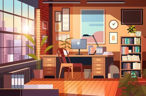 Creative empty no people apartment modern loft interior of open space home Stock Illustration