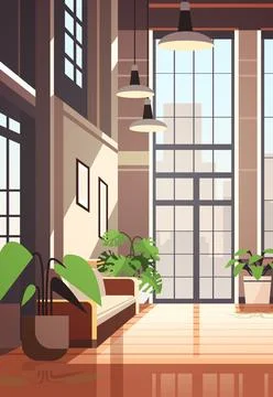 Creative empty no people apartment modern loft interior of open space home Stock Illustration