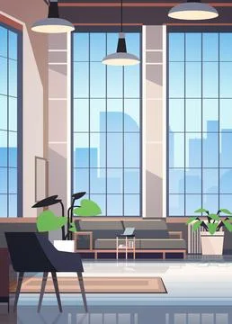 Creative empty no people apartment modern loft interior of open space home Stock Illustration