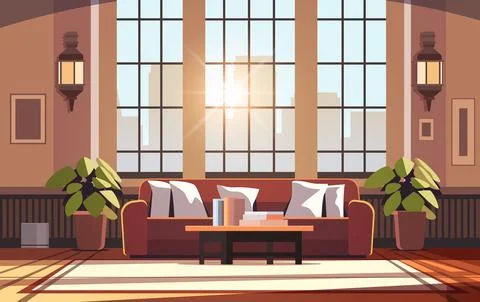 Creative empty no people apartment modern loft interior of open space home Stock Illustration
