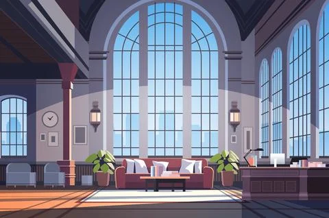 Creative empty no people apartment modern loft interior of open space home Stock Illustration