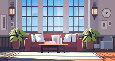 Creative empty no people apartment modern loft interior of open space home Stock Illustration