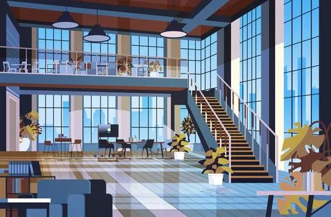 Creative empty no people apartment modern loft interior of open space home Stock Illustration