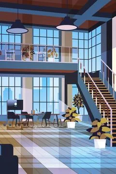 Creative empty no people apartment modern loft interior of open space home Stock Illustration