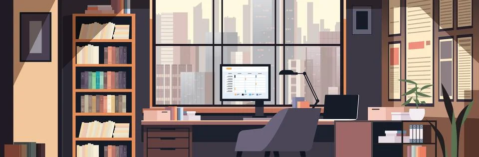 Creative empty no people apartment modern loft interior of open space home Stock Illustration