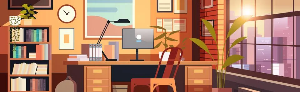 Creative empty no people apartment modern loft interior of open space home Stock Illustration