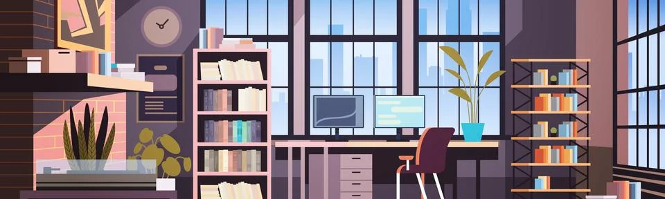 Creative empty no people apartment modern loft interior of open space home Stock Illustration