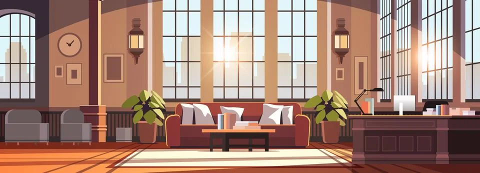 Creative empty no people apartment modern loft interior of open space home Stock Illustration