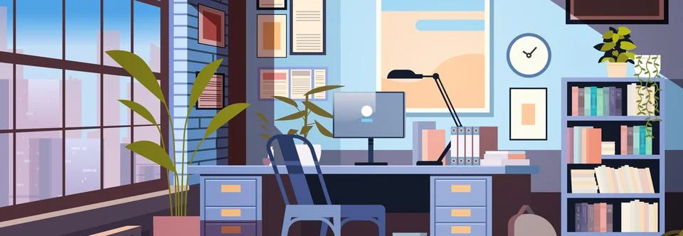 Creative empty no people apartment modern loft interior of open space home Stock Illustration