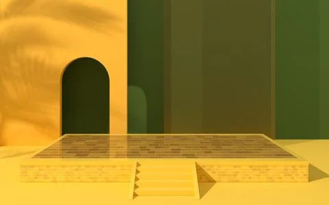Creative empty stage, product platform, 3d rendering. Illustrazione stock