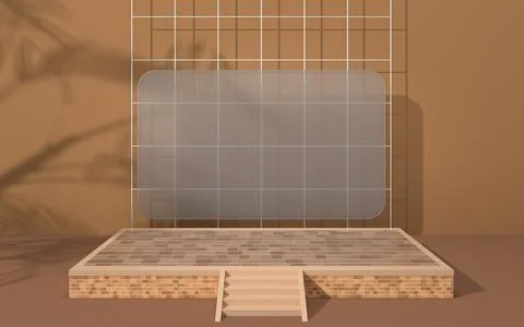 Creative empty stage, product platform, 3d rendering. Illustrazione stock