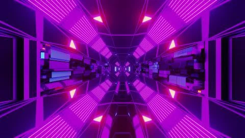 Creative endless futurisic sci-fi tunnel corridor with technical texture 3d Stock Illustration