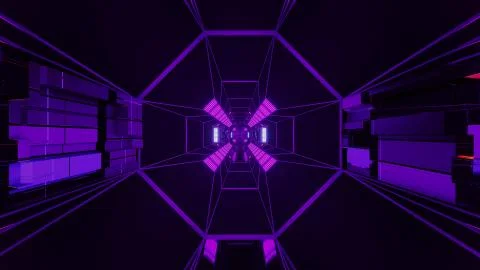 Creative endless futurisic sci-fi tunnel corridor with technical texture 3d Stock Illustration