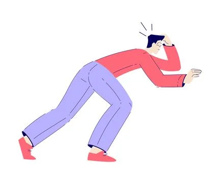 Creative Enthusiastic Man Character Making Step Forward Vector Illustration Stock Illustration
