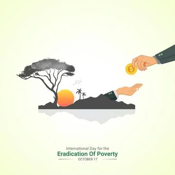 Creative Eradication of Poverty Day ads design. International Day for the E.. Illustrazione stock
