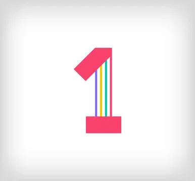 Creative ethnic number 1 multicolored linear logo. Stock Illustration
