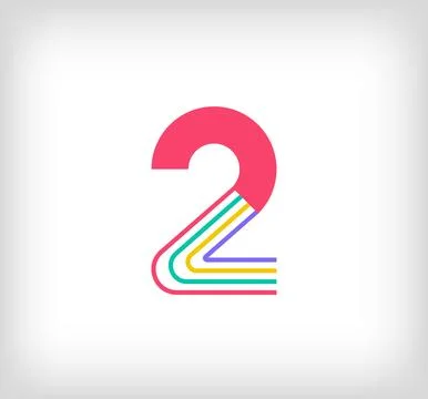 Creative ethnic number 2 multicolored linear logo. Stock Illustration