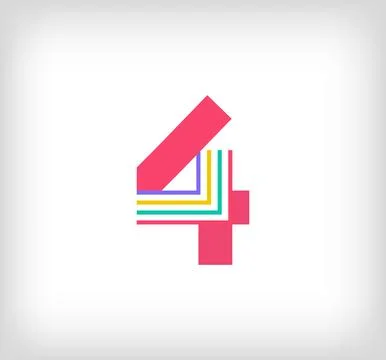 Creative ethnic number 4 multicolored linear logo. Stock Illustration