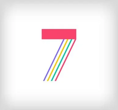 Creative ethnic number 7 multicolored linear logo. Stock Illustration