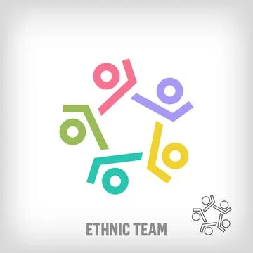 Creative ethnic teamwork logo. Stock Illustration