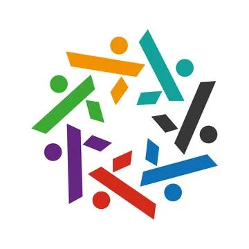 Creative ethnic teamwork logo Unique color. Stock Illustration