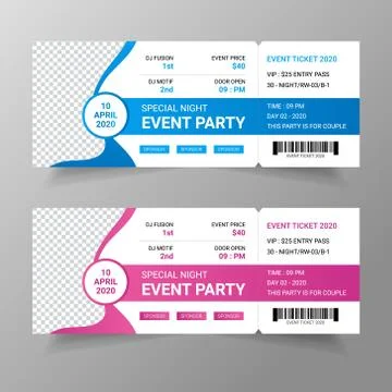 Creative event ticket template design Stock-Illustration