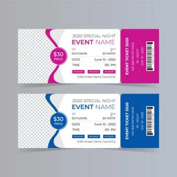 Creative event ticket template design Stock-Illustration