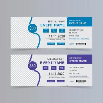 Creative event ticket template design Stock Illustration