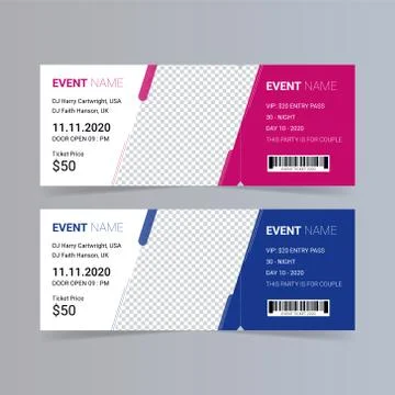 Creative event ticket template design Stock-Illustration