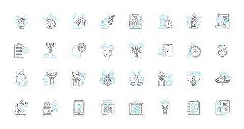 Creative Exchange linear icons set. Inspiration, Collaboration, Artistry Stock Illustration