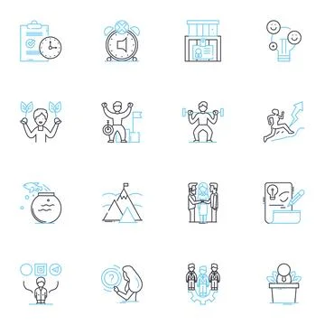 Creative Exchange linear icons set. Inspiration, Collaboration, Artistry Stock Illustration