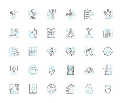 Creative Exchange linear icons set. Inspiration, Collaboration, Artistry Stock Illustration