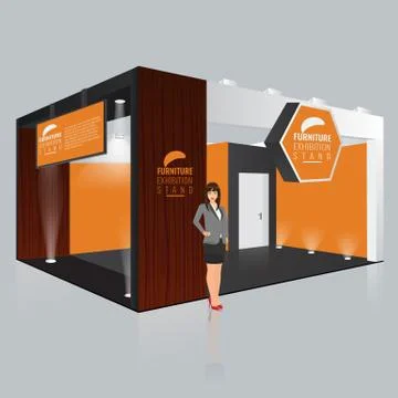 Creative exhibition stand design. Booth template. Corporate identity vector Stock Illustration