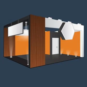 Creative exhibition stand design. Booth template. Corporate identity vector Stock Illustration