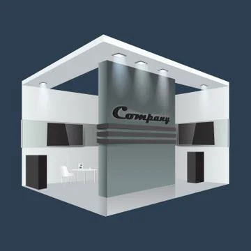 Creative exhibition stand design. Booth template. Corporate identity vector Stock Illustration