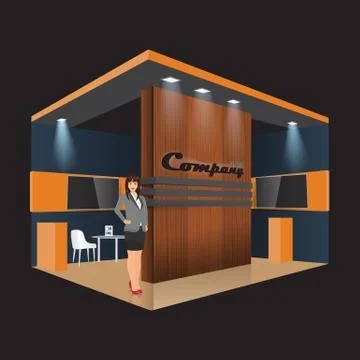 Creative exhibition stand design. Booth template. Corporate identity vector Stock Illustration