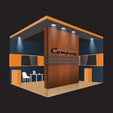 Creative exhibition stand design. Booth template. Corporate identity vector Stock Illustration