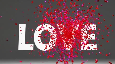 Creative explosion of colorful petals highlighting the word love Stock Footage 296925643